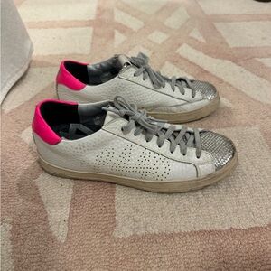 Stylish Women's Sneakers with Pink and Silver Accents